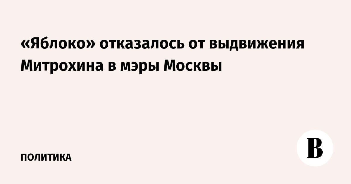 «Яблоко» отказалось от выдвижения Митрохина в мэры Москвы