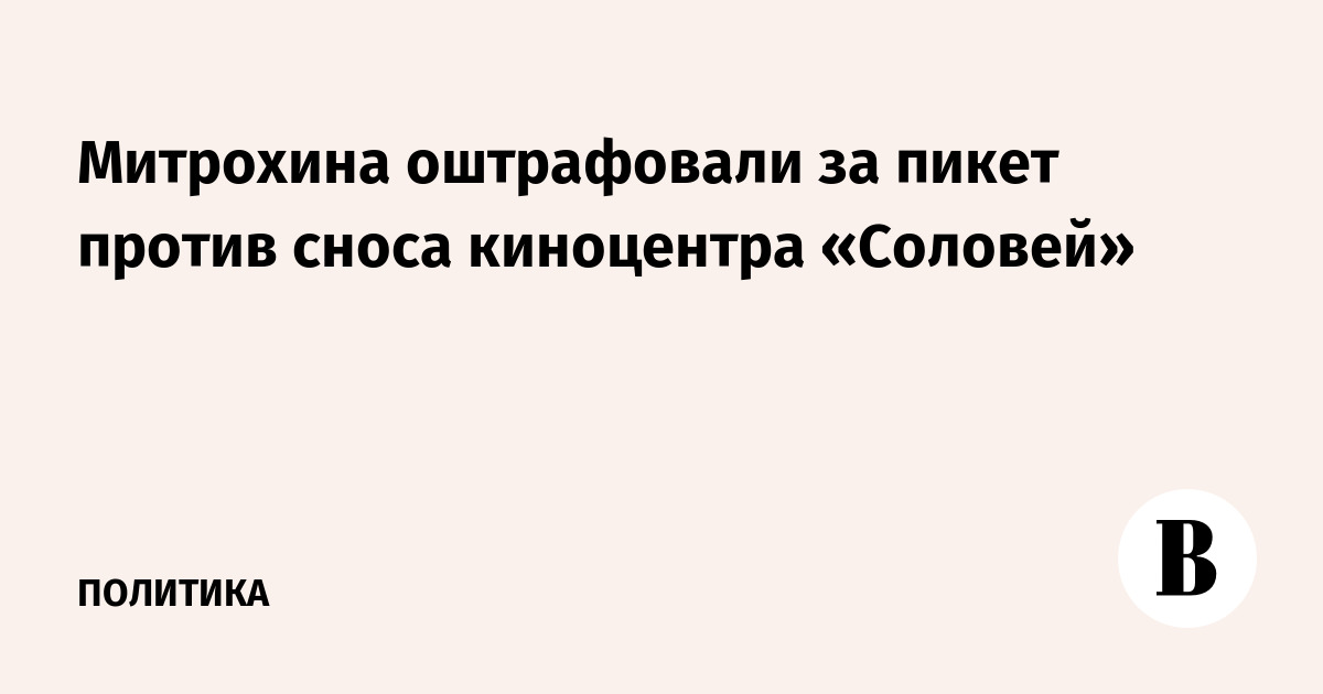 Митрохина оштрафовали за пикет против сноса киноцентра «Соловей»