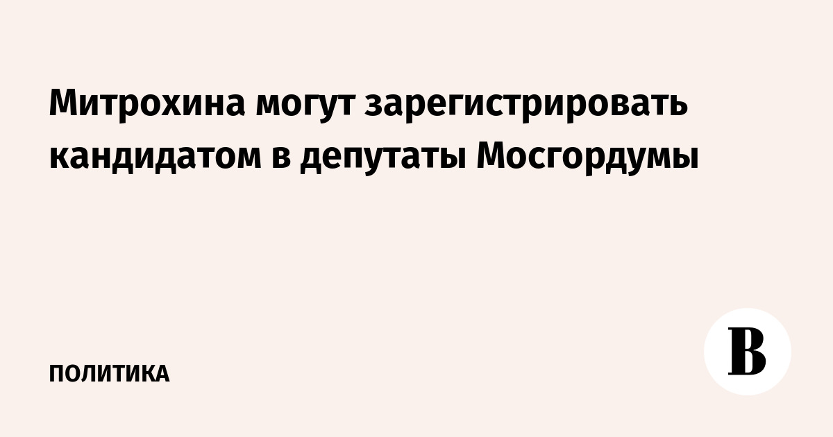 Митрохина могут зарегистрировать кандидатом в депутаты Мосгордумы